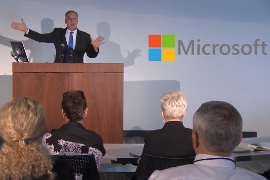 Tom Mack presenting to an audience at Microsoft